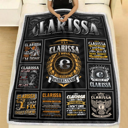 CLARISSA Personalized Blanket | Custom Name Cozy Throw Gift 13K5-BK2