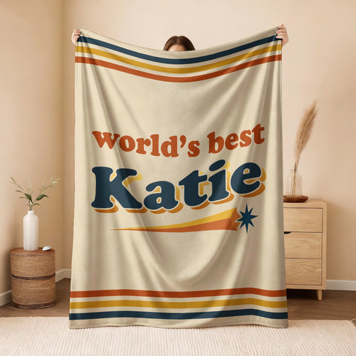 World's Best Your Name Retro Fleece Blanket KATIE 13K1 BK64