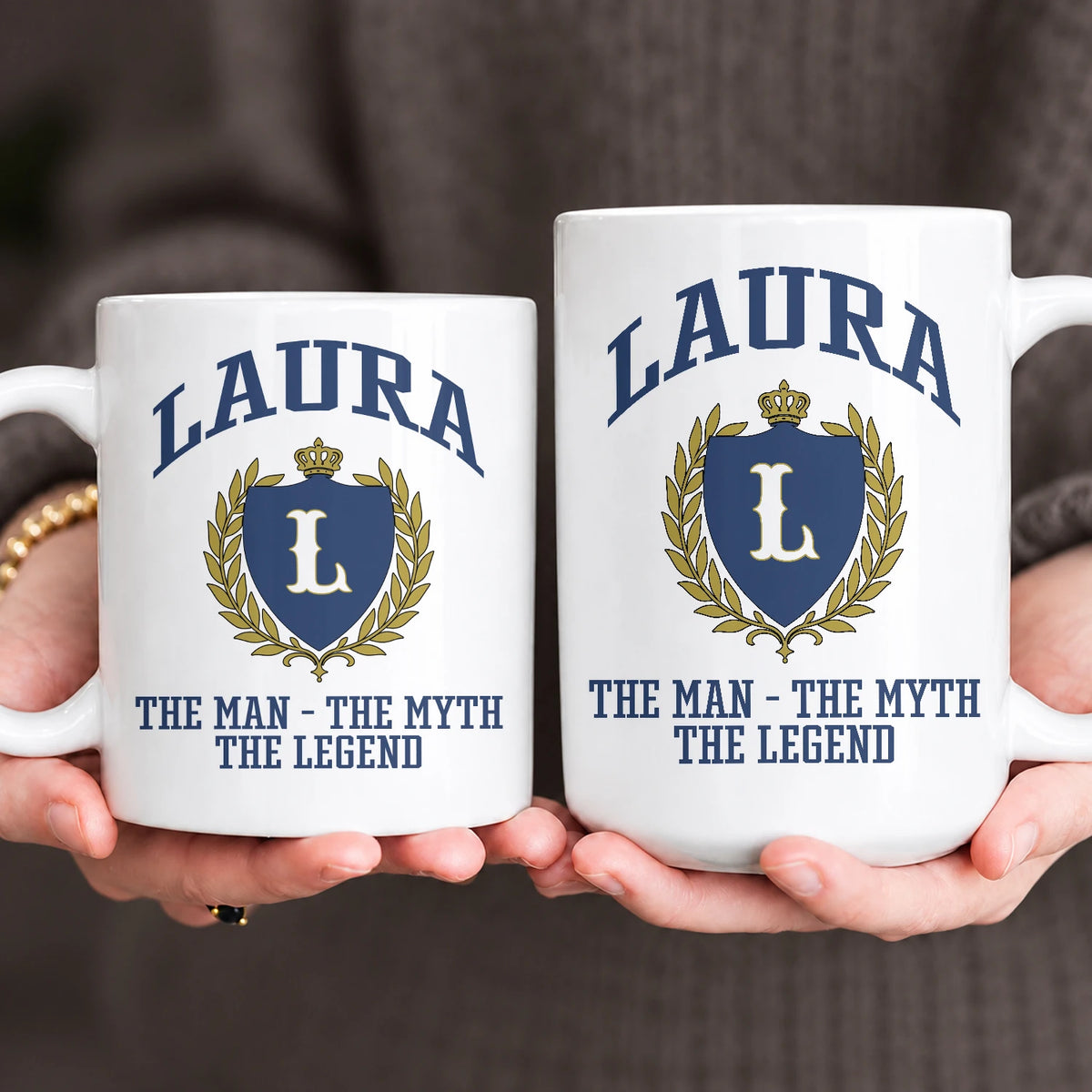 The Man The Myth The Legend Blue And Yellow Logo Mug LAURA 13K1 MG24