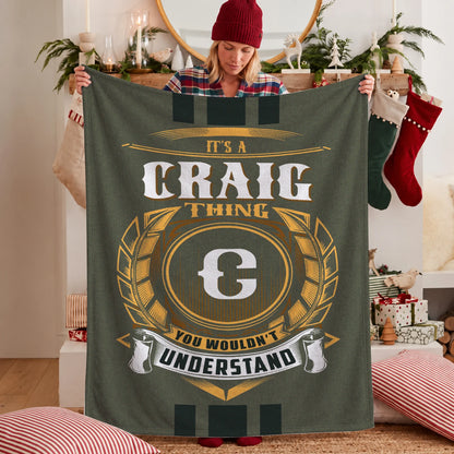It's A Your Name Thing Olive Green Logo Fleece Blanket CRAIG 13K1 BK31