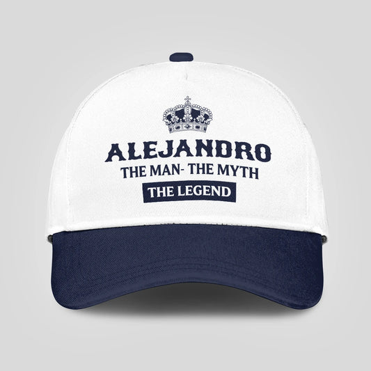 The Man The Myth The Legend King Crown Blue And White Cap ALEJANDRO 13K1 C147PF