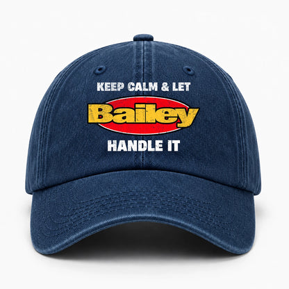 Keep Calm & Let Your Name Handle It Yellow And Red Logo Washed Cap BAILEY 13K1 C172PF