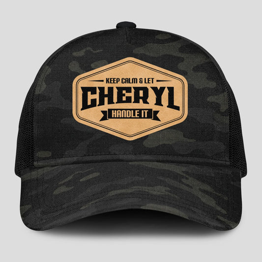 Keep Calm & Let Your Name Handle It Dark Camo Mesh Cap CHERYL 13K1 C195PF
