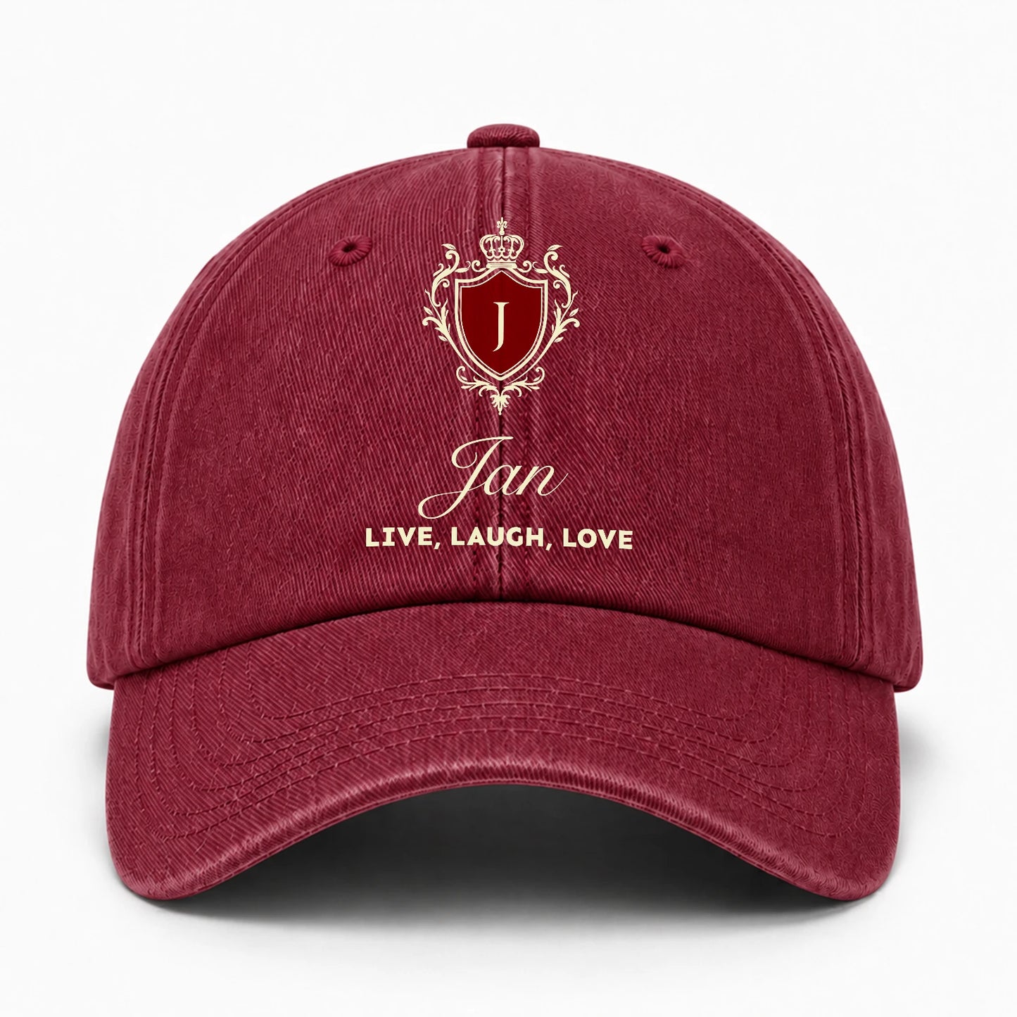 Live Laugh Love Elegant Burgundy Washed Cap JAN 13K1 C89PF