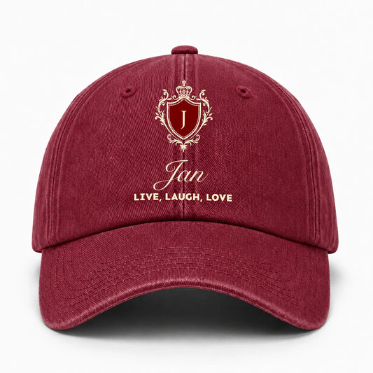 Live Laugh Love Elegant Burgundy Washed Cap JAN 13K1 C89PF
