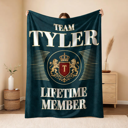 Team Your Name Lifetime Member Sage Green Fleece Blanket TYLER 13K1 BK42