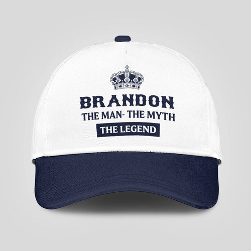 The Man The Myth The Legend King Crown Blue And White Cap BRANDON 13K1 C147PF