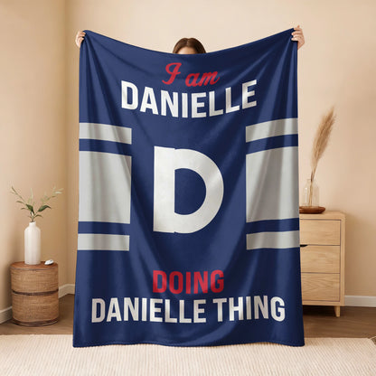 I'm Name Doing Name Things Navy Fleece Blanket DANIELLE 13K1 BK51