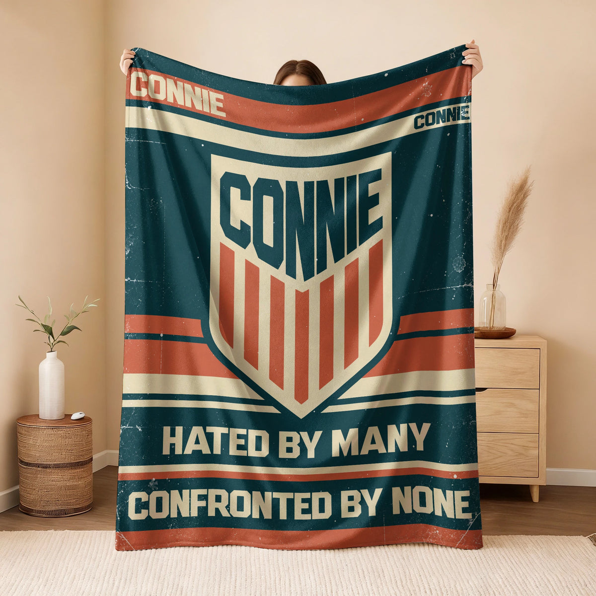 Hated By Many Confronted By None Retro Fleece Blanket CONNIE 13K1 BK58