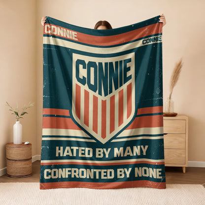 Hated By Many Confronted By None Retro Fleece Blanket CONNIE 13K1 BK58
