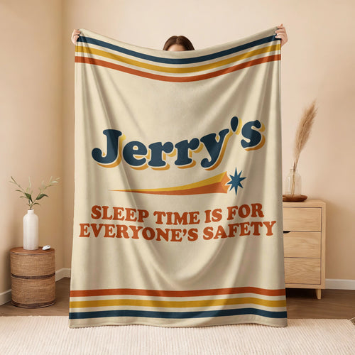 Your Name's Sleep Time Funny Retro Fleece Blanket JERRY 13K1 BK67
