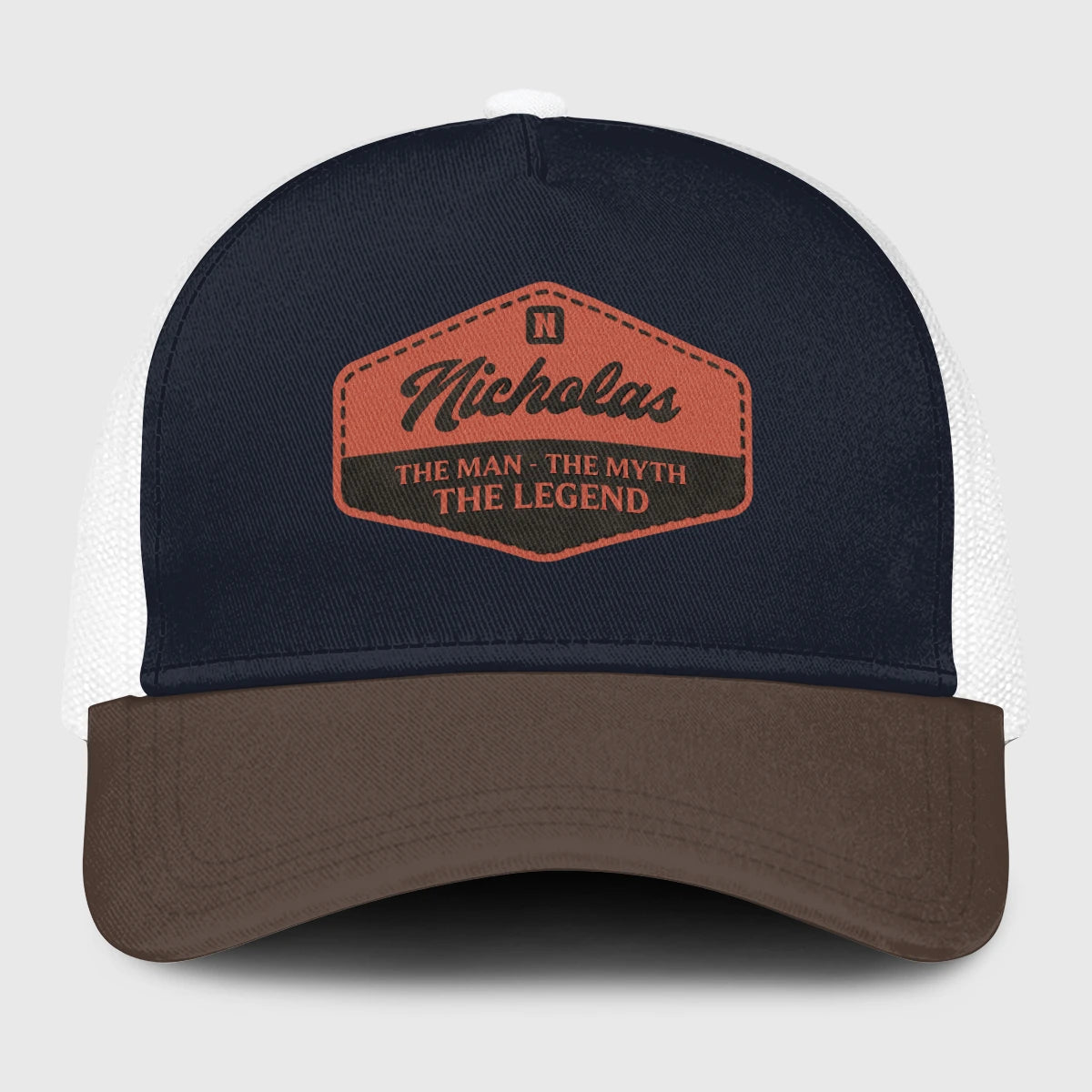 The Man The Myth The Legend Navy And Brown Mesh Cap NICHOLAS 13K1 C188PF