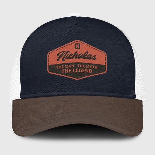 The Man The Myth The Legend Navy And Brown Mesh Cap NICHOLAS 13K1 C188PF