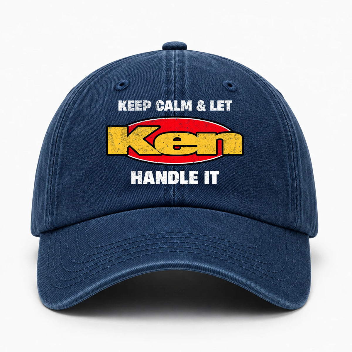 Keep Calm & Let Your Name Handle It Yellow And Red Logo Washed Cap KEN 13K1 C172PF
