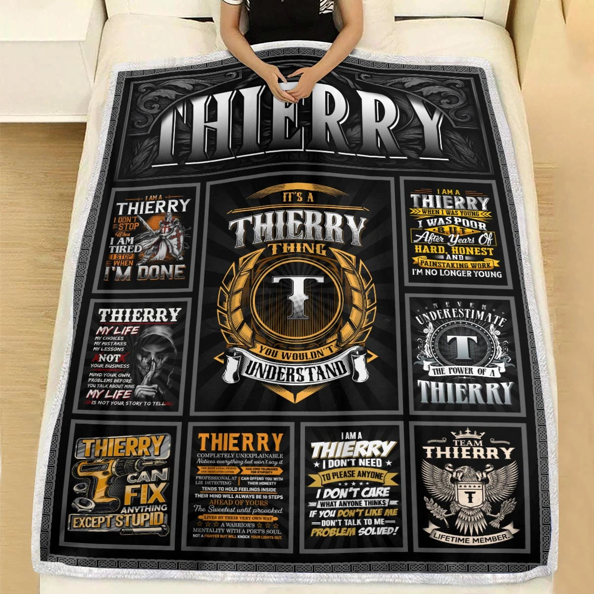 THIERRY Personalized Blanket | Custom Name Cozy Throw Gift 13K4-BK2