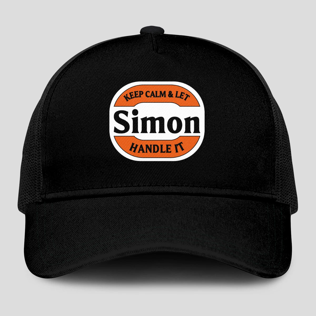 Keep Calm & Let Your Name Handle It Black Mesh Cap SIMON 13K1 C199PF