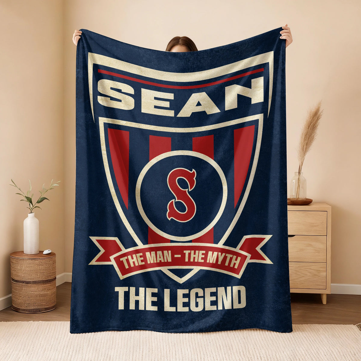 The Man The Myth The Legend Blue Burgundy Baseball Blanket SEAN 13K1 BK18