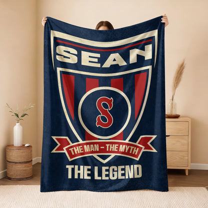 The Man The Myth The Legend Blue Burgundy Baseball Blanket SEAN 13K1 BK18