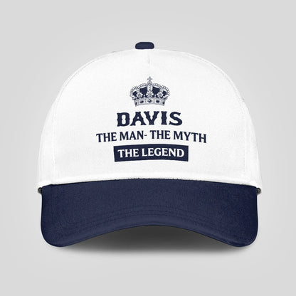 The Man The Myth The Legend King Crown Blue And White Cap DAVIS 13K1 C147PF