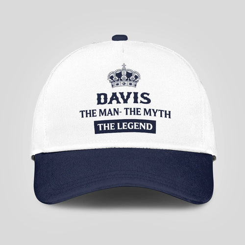 The Man The Myth The Legend King Crown Blue And White Cap DAVIS 13K1 C147PF