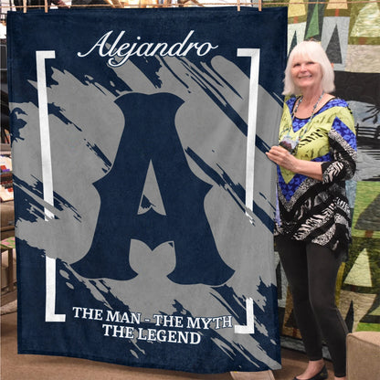 The Man The Myth The Legend Navy Baseball Fleece Blanket ALEJANDRO 13K1 BK17