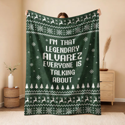 Legendary Your Name Funny Green Christmas Fleece Blanket ALVAREZ 13K1 BK43