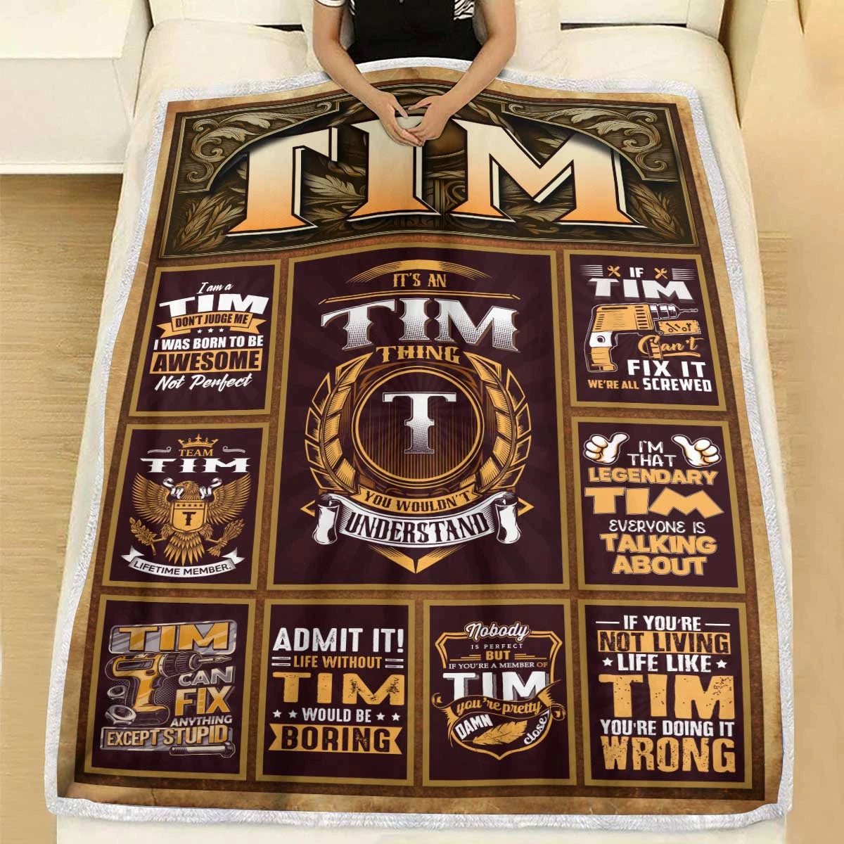 TIM Personalized Blanket | Custom Name Cozy Throw Gift 13K1-BK4