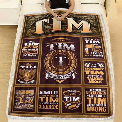 TIM Personalized Blanket | Custom Name Cozy Throw Gift 13K1-BK4