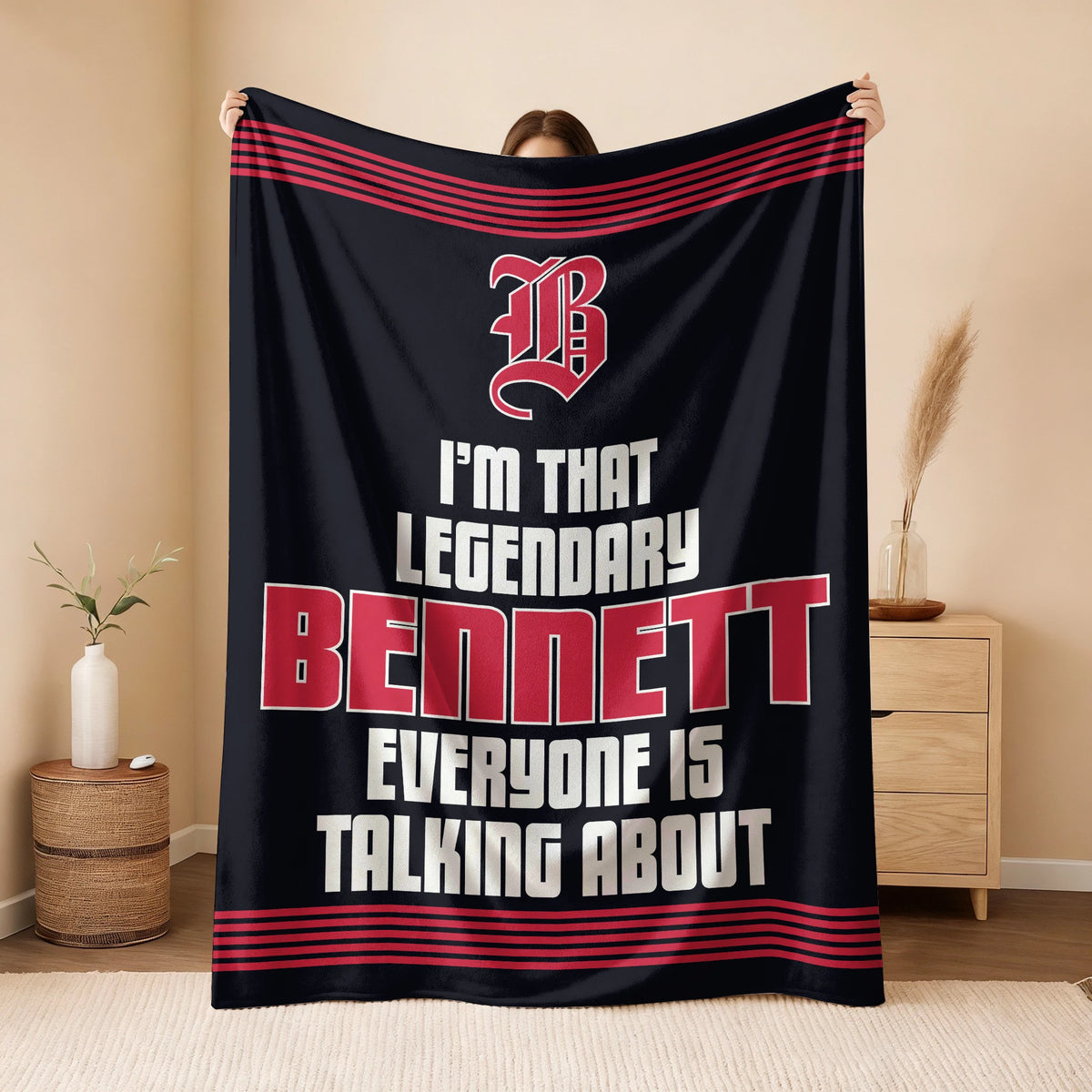 I'm That Legendary Name Dark Red Fleece Blanket BENNETT 13K1 BK48