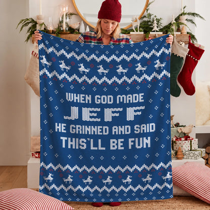 When God Made Your Name Navy Fleece Blanket JEFF 13K1 BK32