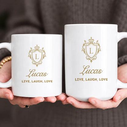Your Name Live Laugh Love Luxury Champagne Gold Mug LUCAS 13K1 MG10
