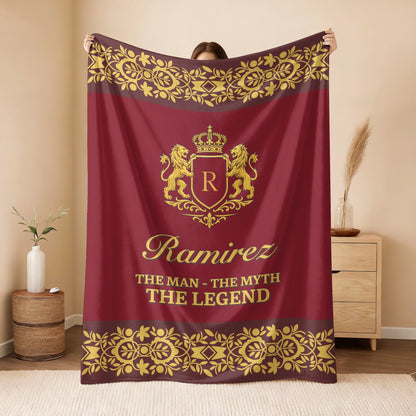 The Man The Myth The Legend Royal Red And Yellow Fleece Blanket RAMIREZ 13K1 BK05