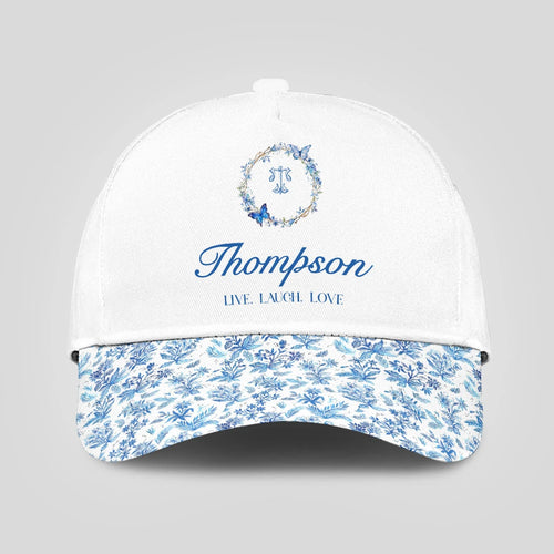Live Laugh Love Blue Flowers Cap THOMPSON 13K1 C50PF
