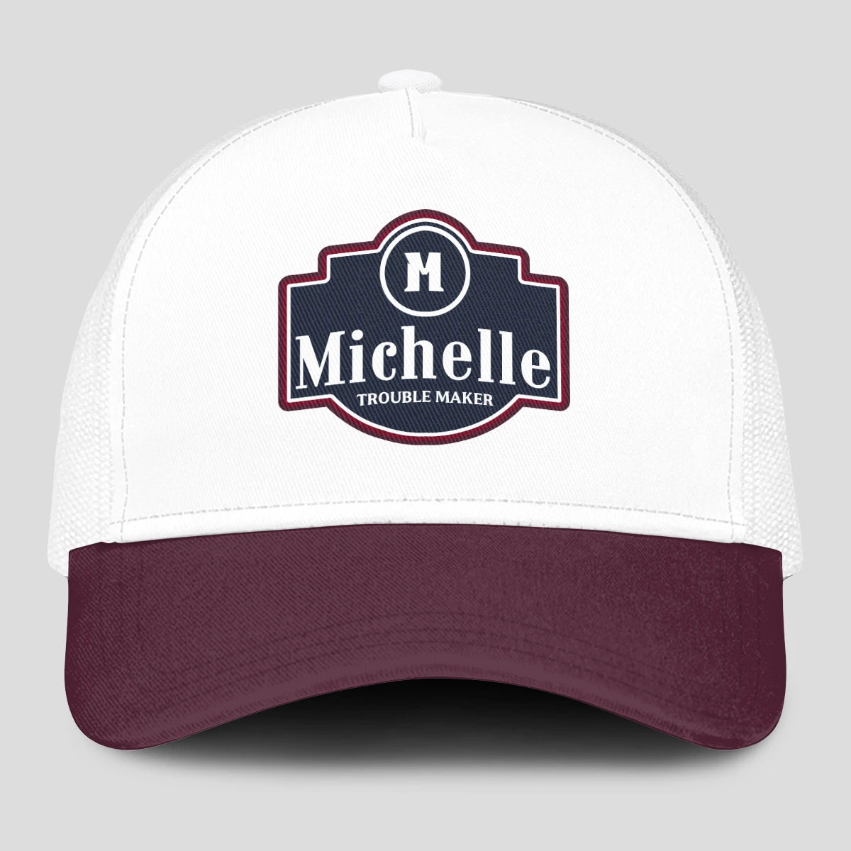 Trouble Maker Burgundy And White Funny Mesh Cap MICHELLE 13K1 C201PF