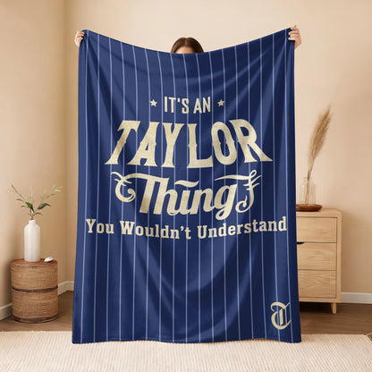 Your Name Thing Striped Blue Fleece Blanket TAYLOR 13K1 BK23