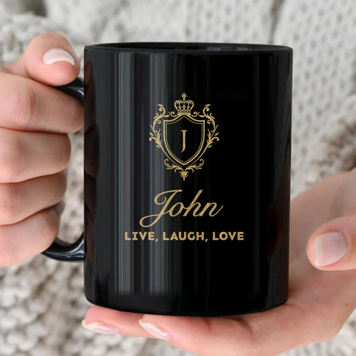 Your Name Live Laugh Love Luxury Champagne Gold Mug JOHN 13K1 MG10
