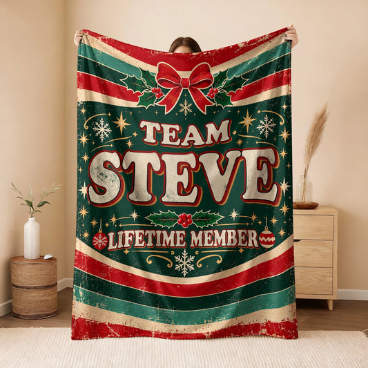 Team Your Name Lifetime Member Christmas Fleece Blanket STEVE 13K1 BK52