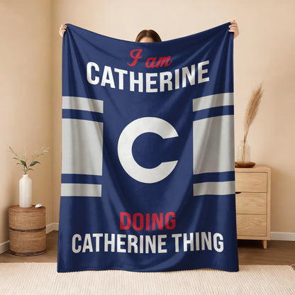 I'm Name Doing Name Things Navy Fleece Blanket CATHERINE 13K1 BK51