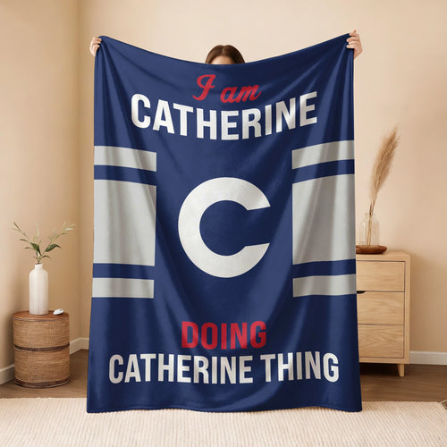 I'm Name Doing Name Things Navy Fleece Blanket CATHERINE 13K1 BK51