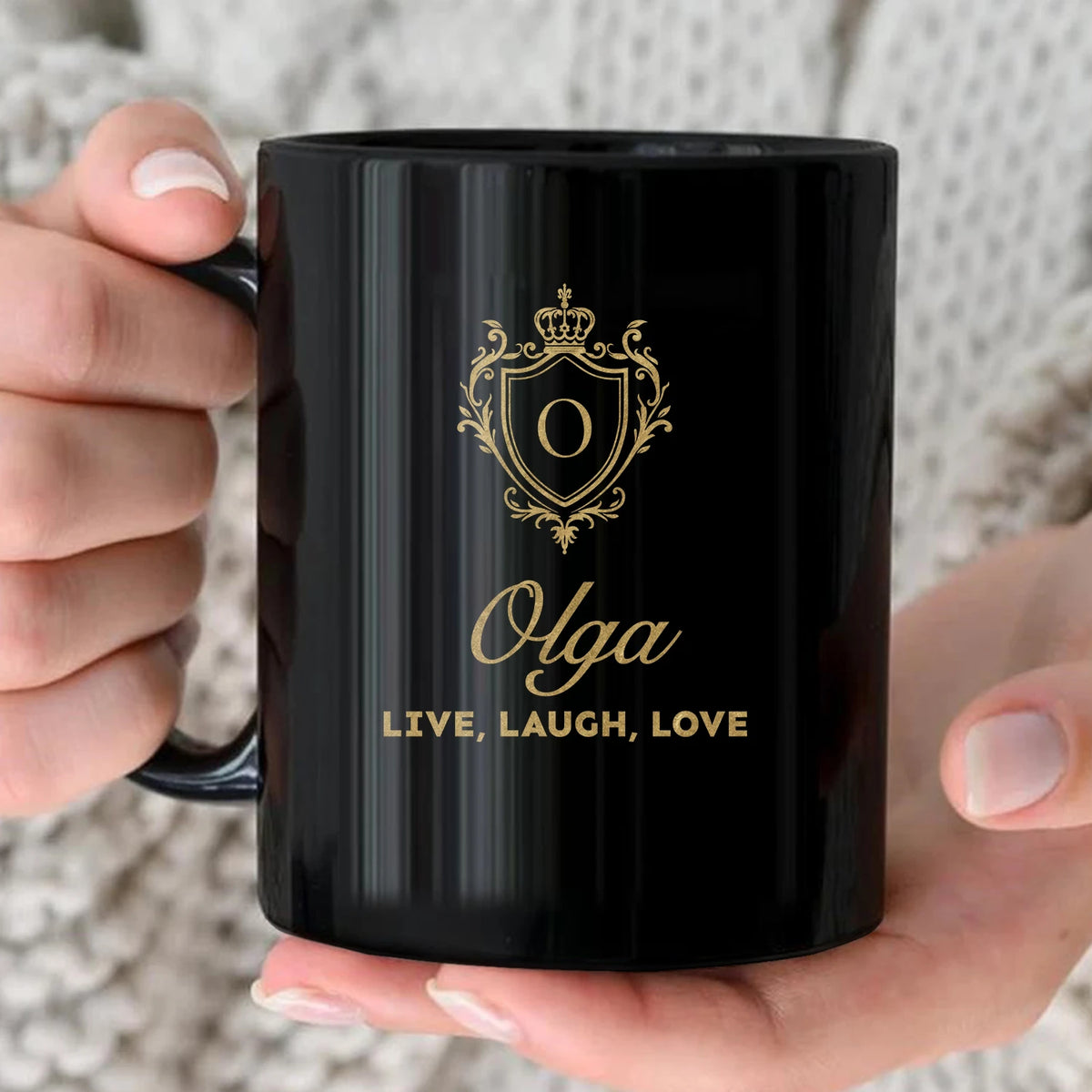 Your Name Live Laugh Love Luxury Champagne Gold Mug OLGA 13K1 MG10