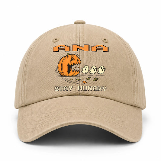 Stay Hungry Pumpkin Chasing Ghosts Funny Washed Cap ANA 13K1 C101PF