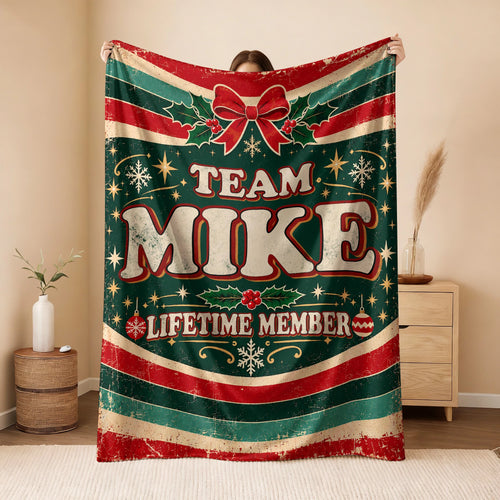 Team Your Name Lifetime Member Christmas Fleece Blanket MIKE 13K1 BK52