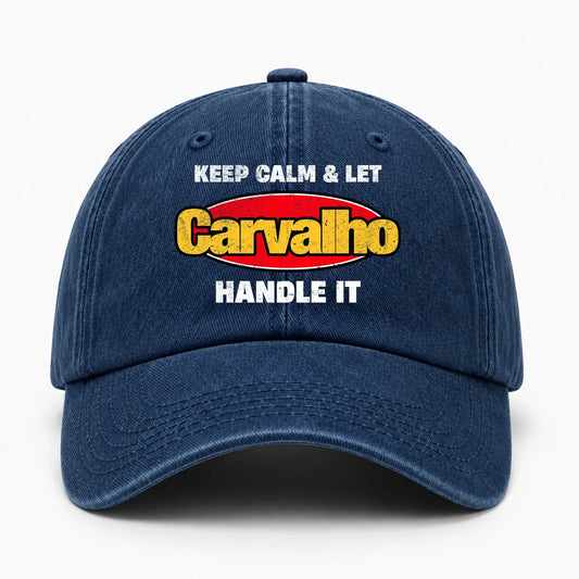 Keep Calm & Let Your Name Handle It Yellow And Red Logo Washed Cap CARVALHO 13K1 C172PF