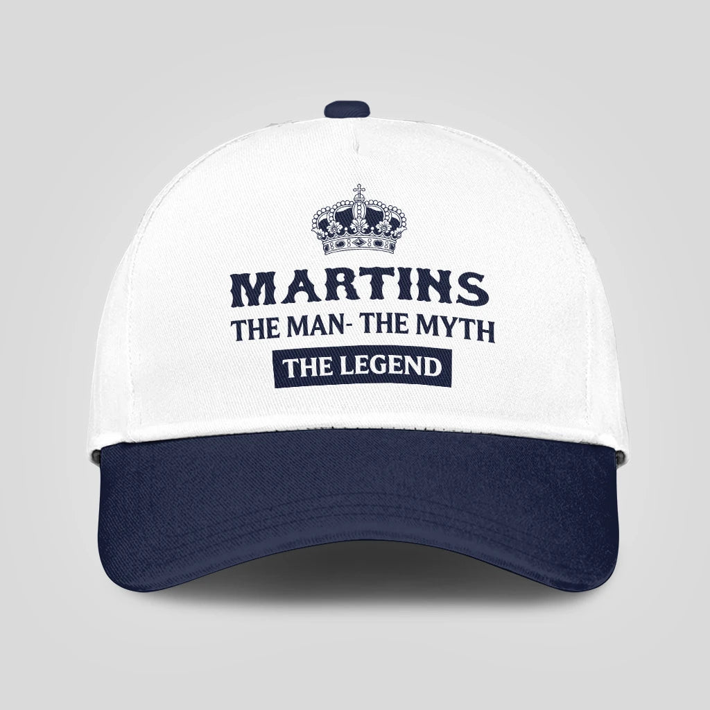 The Man The Myth The Legend King Crown Blue And White Cap MARTINS 13K1 C147PF