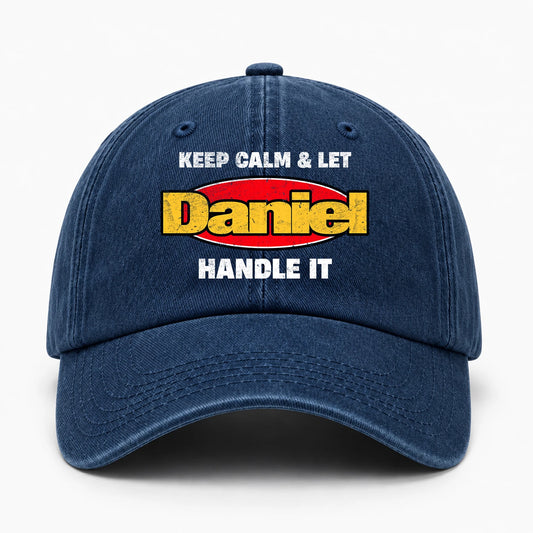 Keep Calm & Let Your Name Handle It Yellow And Red Logo Washed Cap DANIEL 13K1 C172PF