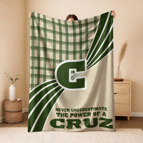 Never Underestimate Your Name Green & Cream Plaid Fleece Blanket CRUZ 13K1 BK50
