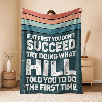 If At First You Don’t Succeed Retro Green Fleece Blanket HILL 13K1 BK29