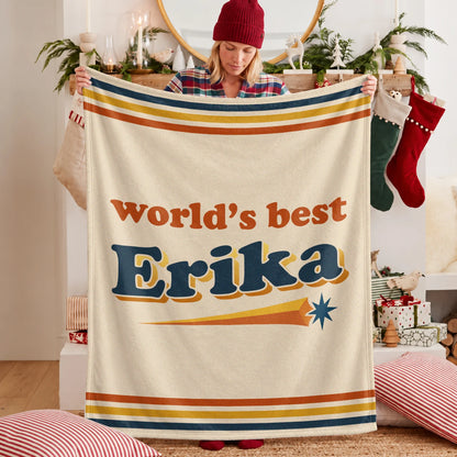 World's Best Your Name Retro Fleece Blanket ERIKA 13K1 BK64