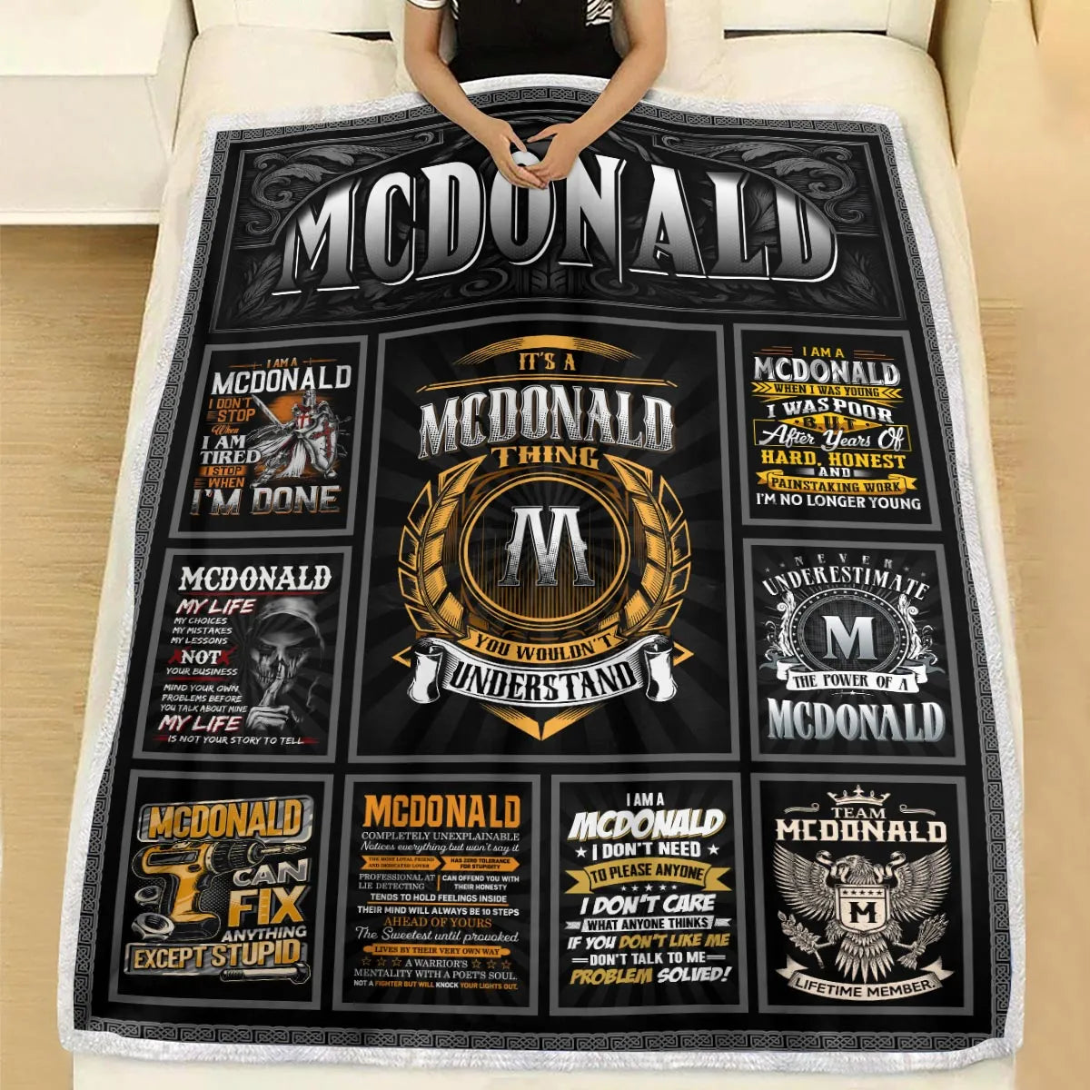 MCDONALD Personalized Blanket | Custom Name Cozy Throw Gift 13K2-BK2