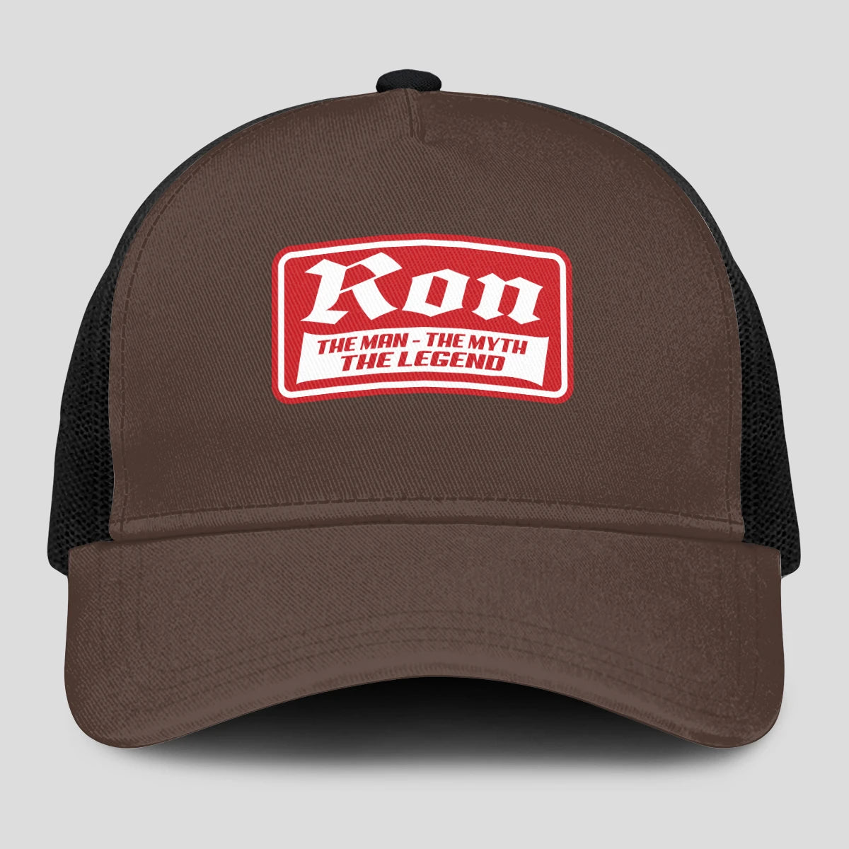 The Man The Myth The Legend Red Logo Brown Mesh Cap RON 13K1 C203PF